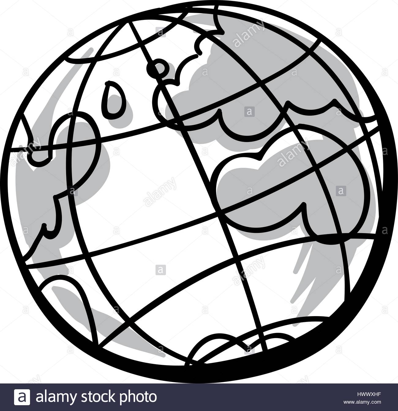 1300x1343 A Small, Black And White Cartoon Globe Icon Stock Vector Art