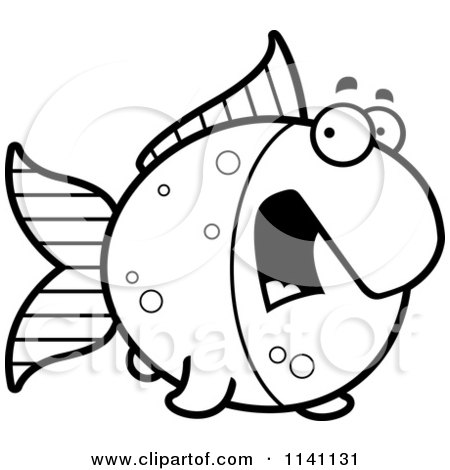 450x470 Cartoon Clipart Of A Black And White Surprised Goldfish In A Bowl