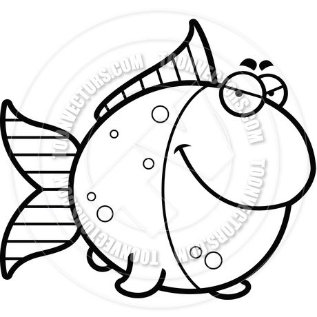 460x460 Cartoon Goldfish Sly (Black And White Line Art) By Cory Thoman