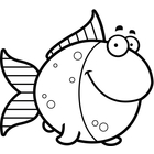 140x140 Cartoon Goldfish In Love (Black And White Line Art) By Cory Thoman