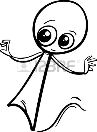 330x450 Black And White Cartoon Illustration Of Cute Little Ghost