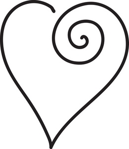 261x300 Clip Art Black And White Scrolled Heart Clipart Image