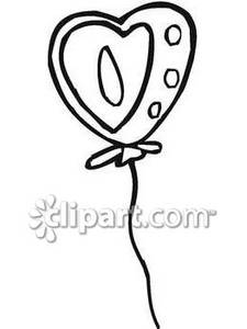 225x300 Clip Art Black And White Heart Balloon Clipart