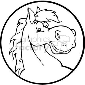 300x300 Royalty Free Black And White Horse Head 380944 Vector Clip Art