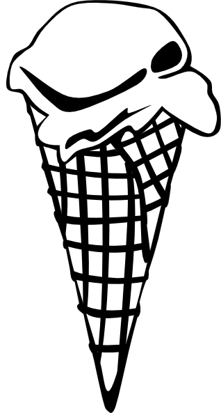 318x593 Ice Cream Cone (1 Scoop) (B And W) Clip Art