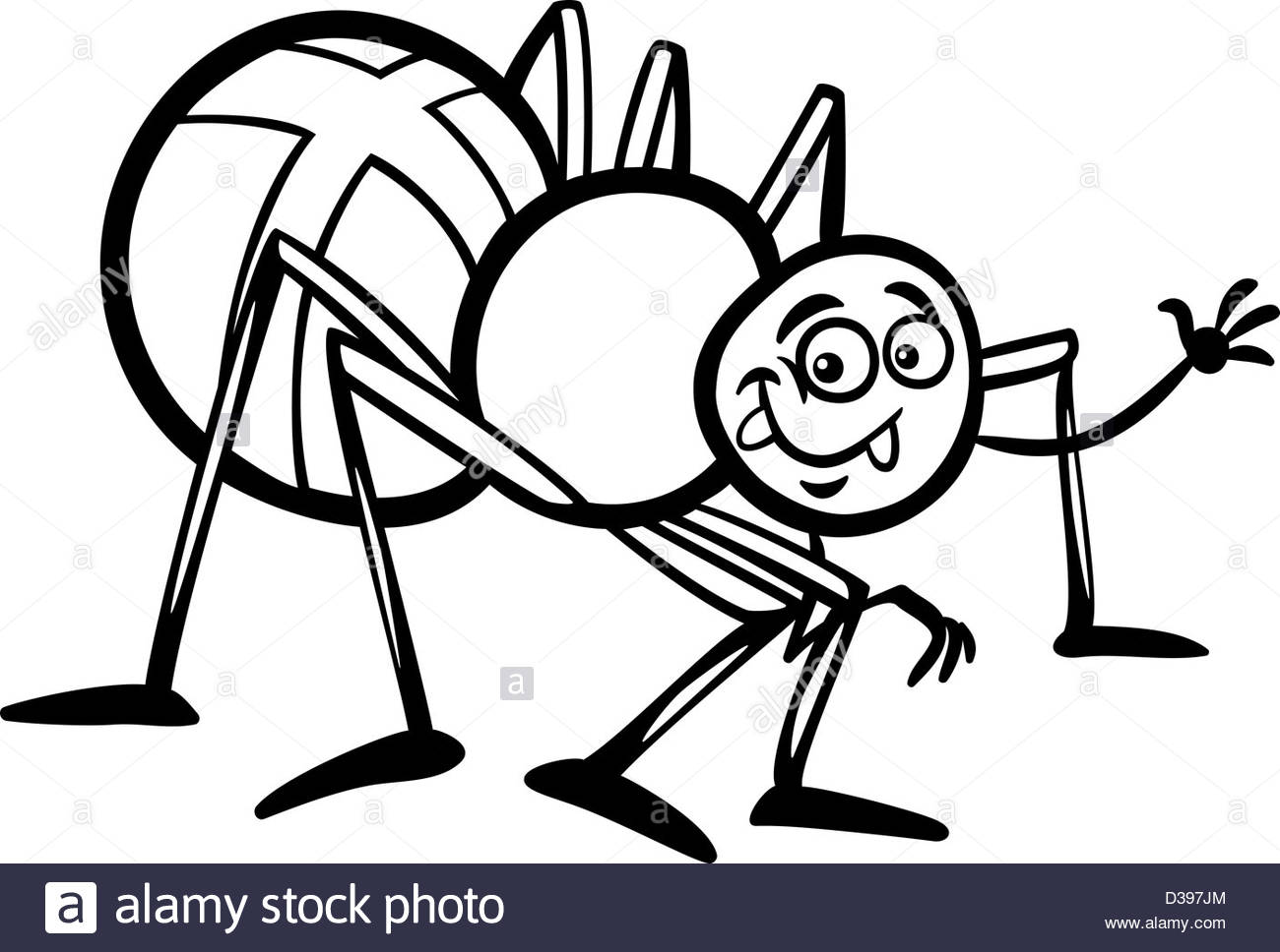 1300x968 Black And White Cartoon Illustration Of Funny Cross Spider Insect
