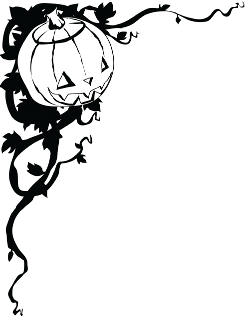 499x640 Jack O Lantern Corner (Black And White) Clipart Etc