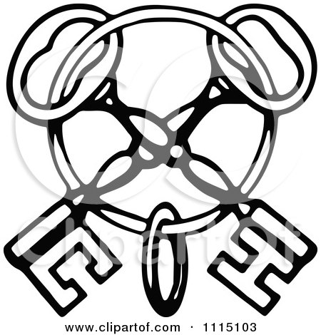 450x470 Clipart Vintage Black And White Skeleton Key 4
