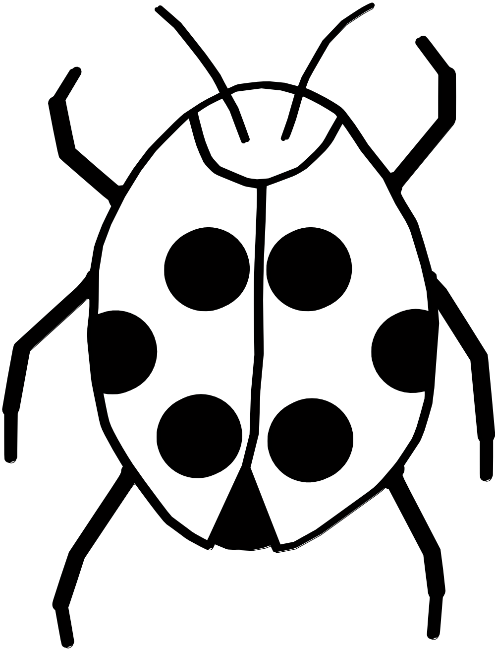 999x1308 Black And White Ladybug Clipart