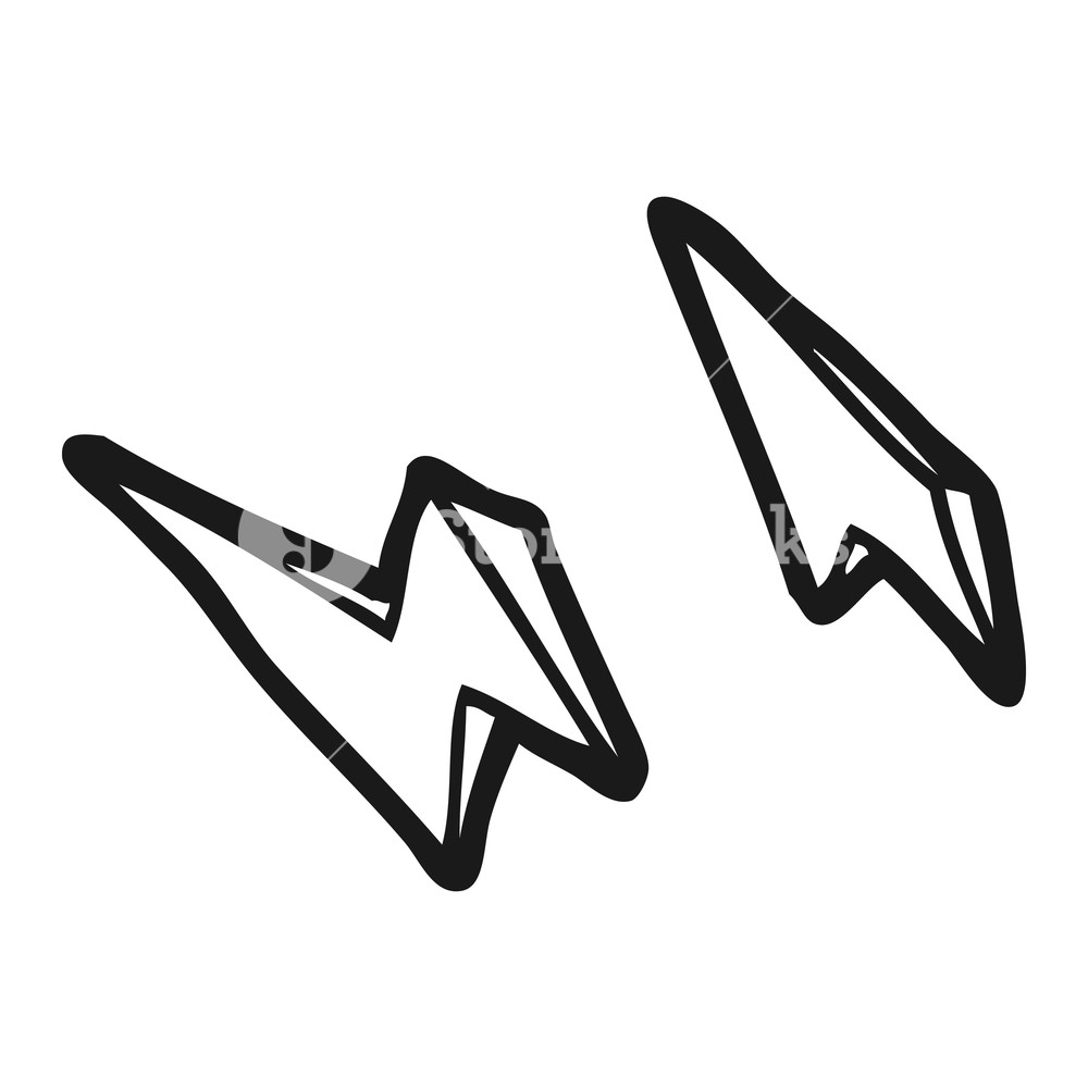 1000x1000 Freehand Drawn Black And White Cartoon Lightning Bolt Doodles