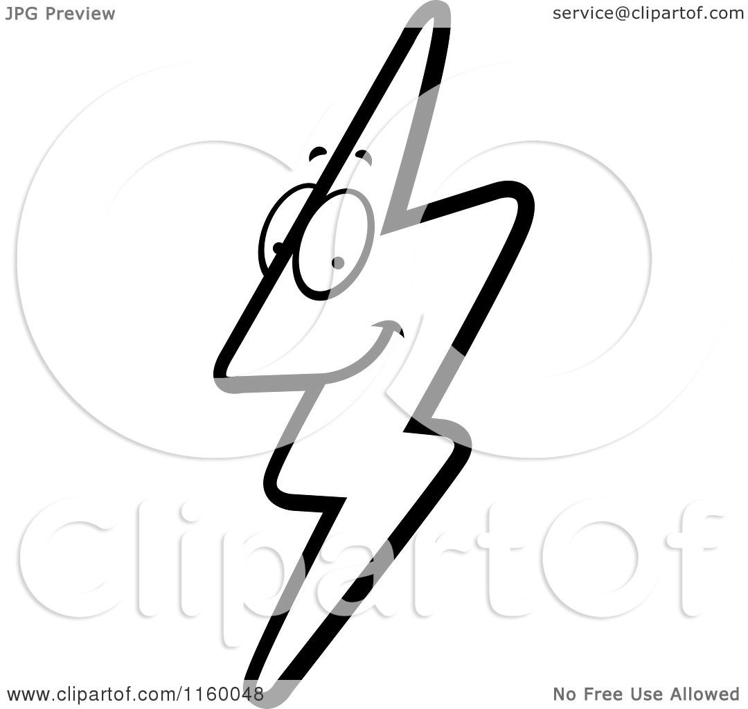 1080x1024 Cartoon Clipart Of A Black And White Lightning Bolt Mascot