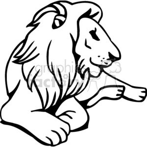 300x300 Royalty Free Black And White Lion Lying Down, Thick Mane 131057