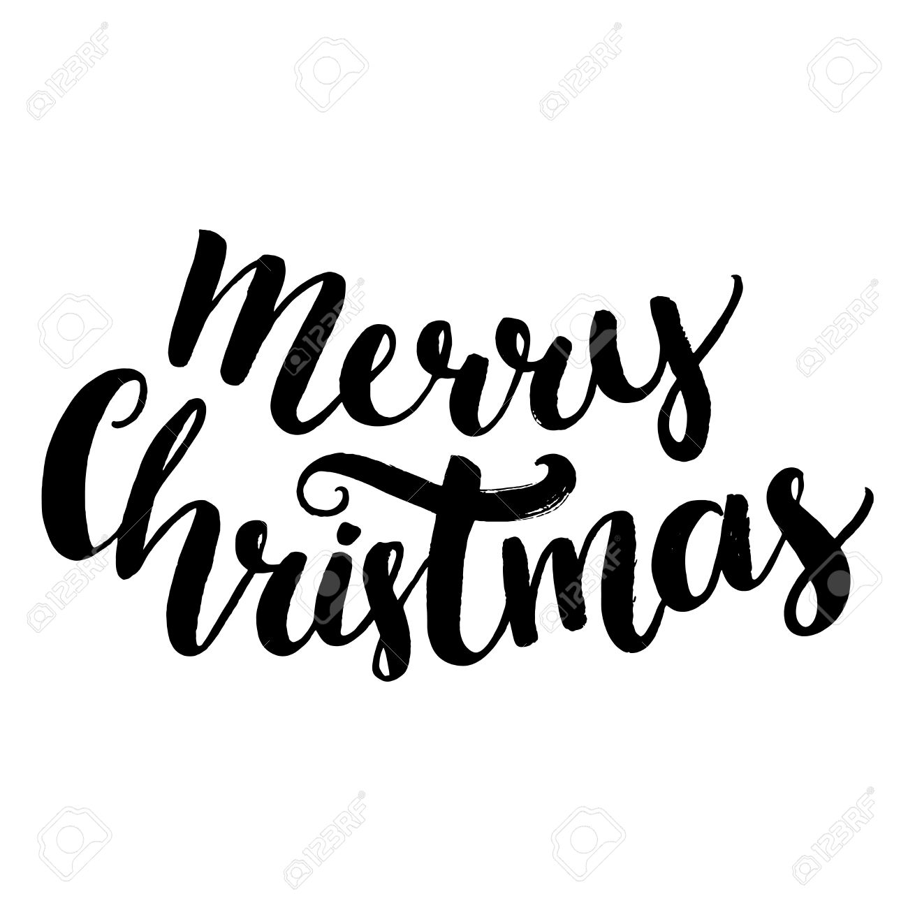 1300x1300 Merry Christmas Text. Brush Calligraphy Type, Vector Lettering