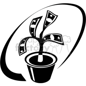 300x300 Royalty Free Black And White Money Tree 370459 Vector Clip Art