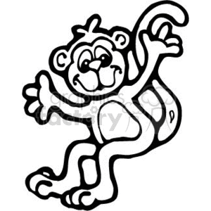 300x300 Royalty Free Black And White Posing Monkey 133272 Vector Clip Art