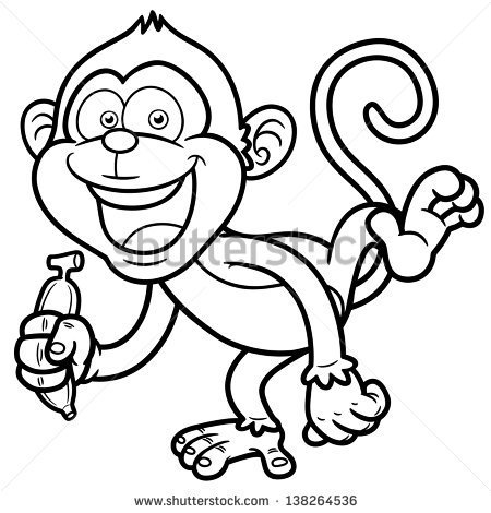 450x470 Baby Monkey Clipart Black And White Happy Monkey Clip