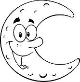 166x170 The Man In Moon Black And White Clipart