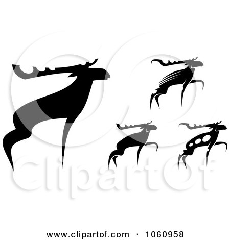 450x470 Clipart Of A Sketched Black And White Moose Head In Profile