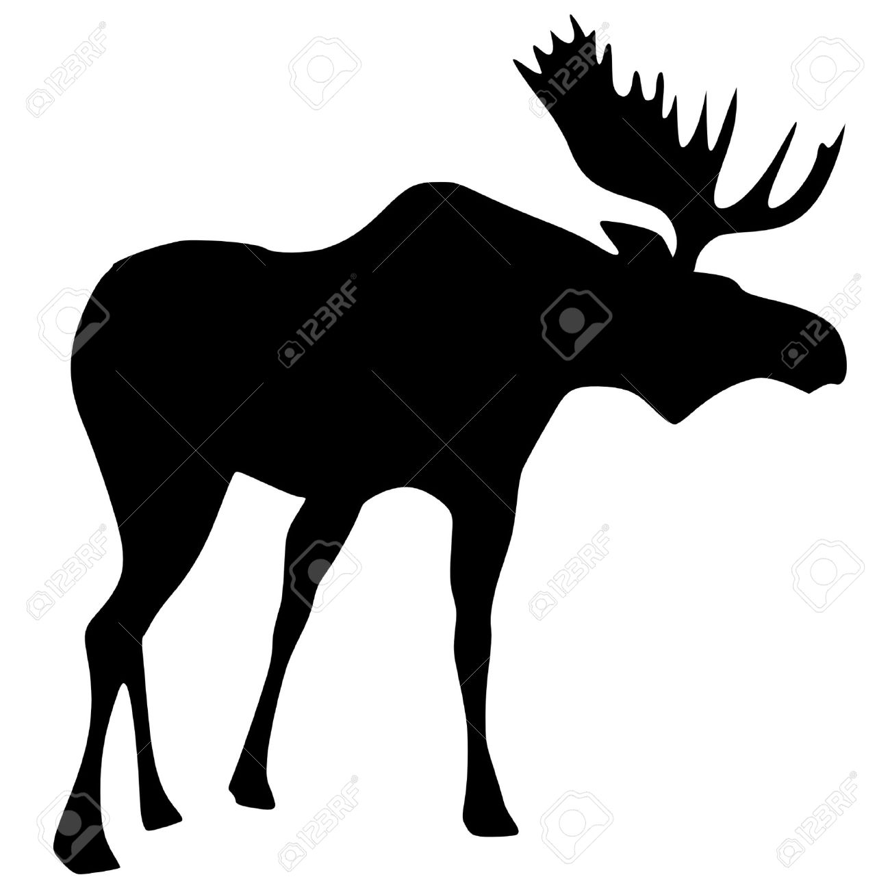 1300x1300 A Black Silhouette Of Serie Of Animals, Moose Royalty Free