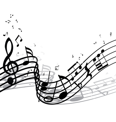 380x400 Black And White Music Background Clipart
