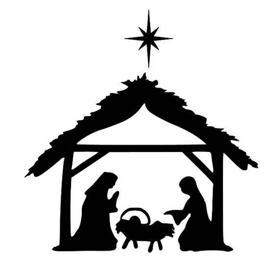Black And White Nativity Scene | Free download on ClipArtMag
