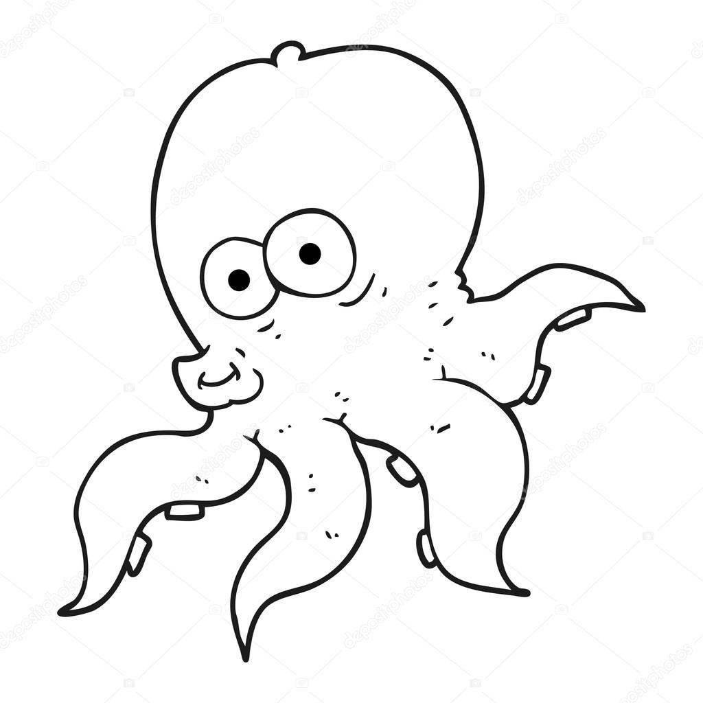1024x1024 Black And White Cartoon Octopus Stock Vector Lineartestpilot
