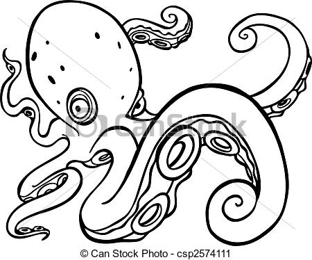 450x374 Black And White Octopus Clipart