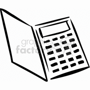 300x300 Royalty Free Black And White Outline Of A Calculator With Buttons