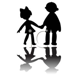 300x300 Black And White Silhouette Of Two Children Holding Hands