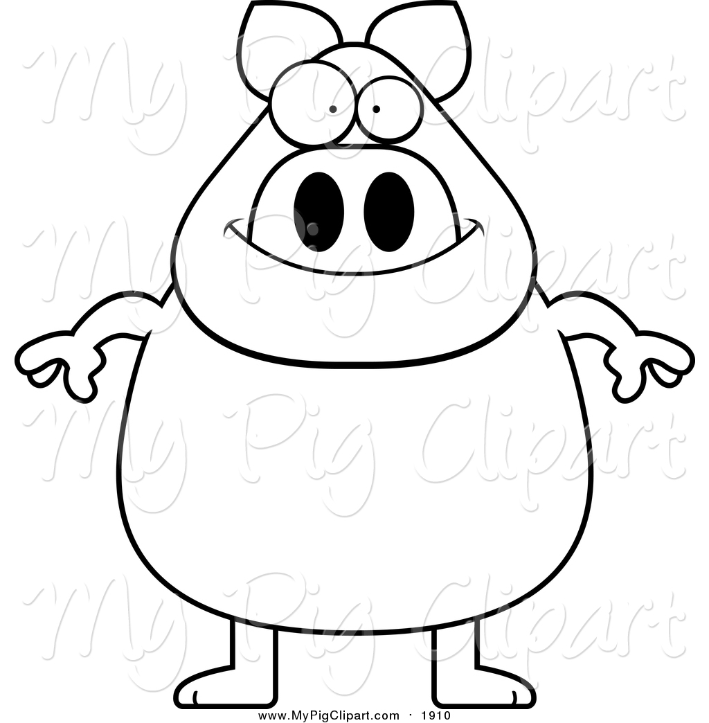 1024x1044 Swine Clipart Of A Black And White Pig By Cory Thoman