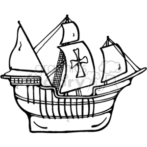 300x300 Royalty Free Cartoon Pirate Ship 173491 Vector Clip Art Image