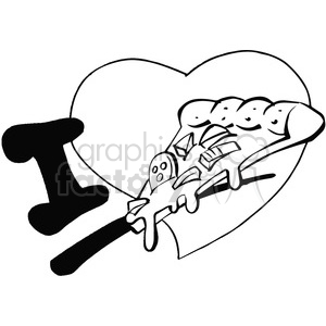 300x300 Royalty Free I Love Pizza In Black And White 389798 Vector Clip