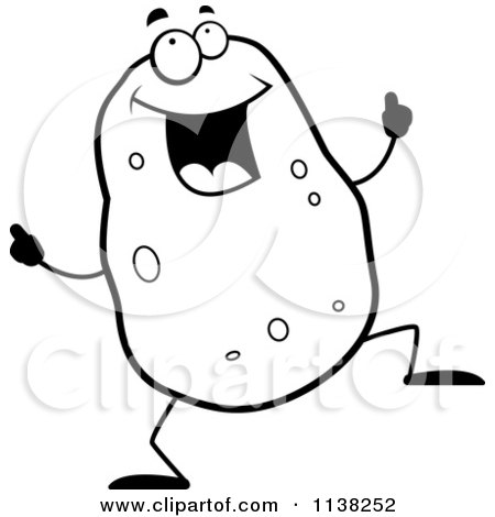 450x470 Cartoon Clipart Of An Outlined Black And White Angry Potato