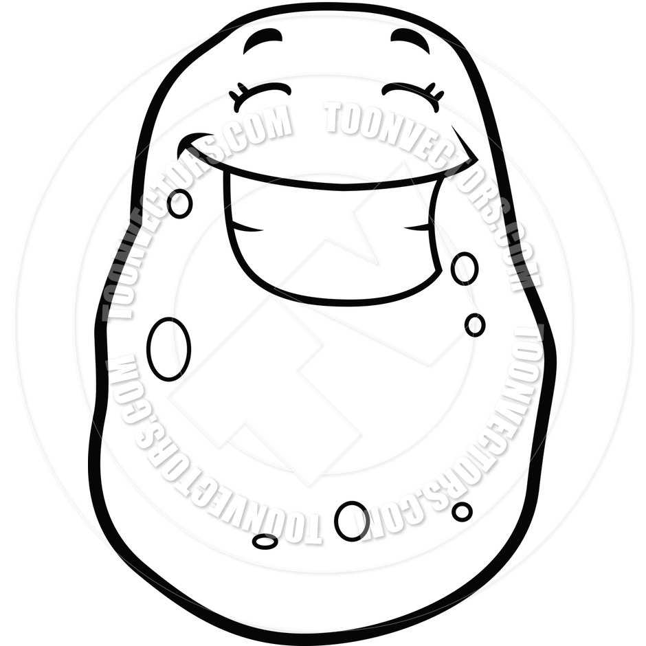 940x940 Cartoon Potato Grinning (Black And White Line Art) By Cory Thoman