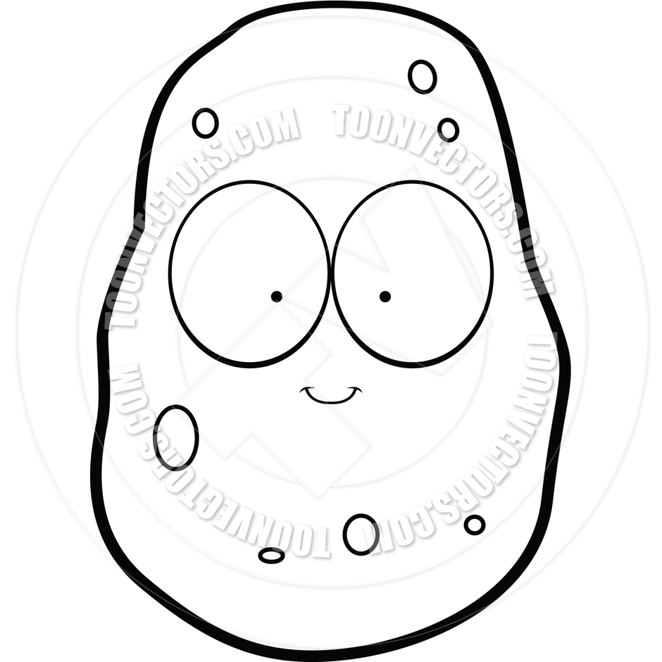 940x940 Cartoon Potato Smiling (Black And White Line Art) By Cory Thoman
