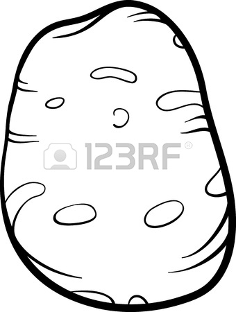 340x450 Black And White Cartoon Illustration Of Potato Vegetable Food