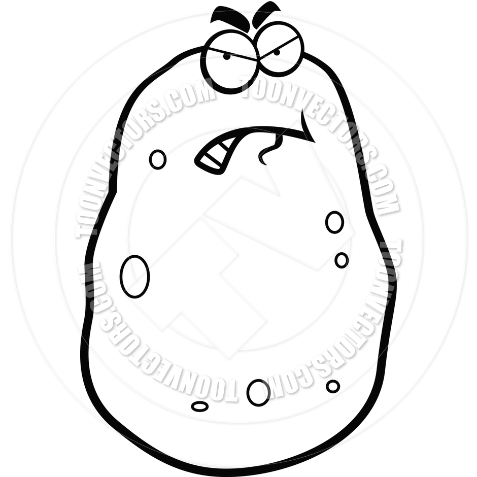 940x940 Cartoon Angry Potato (Black And White Line Art) By Cory Thoman