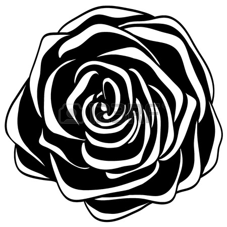 450x449 Black Calligraphy Rose Silhouette Rose On White Background Royalty