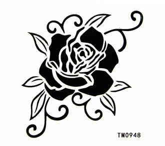330x291 Best Waterproof Tattoo Sticker Black And White Rose Body Colored