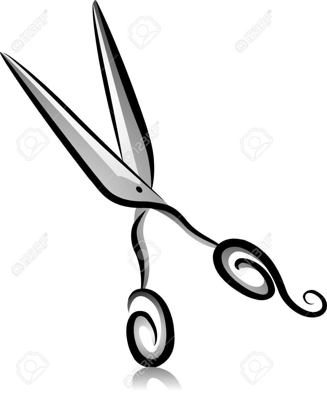 1073x1300 Illustration Of Tailor's Scissors In Black And White Stock Photo