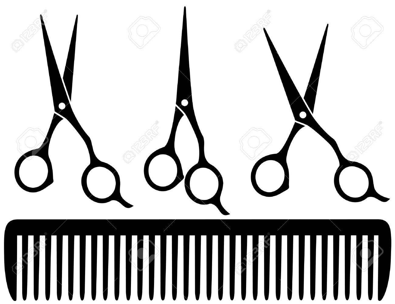 1300x1002 Set Of Black Professional Scissors On White Background And Comb