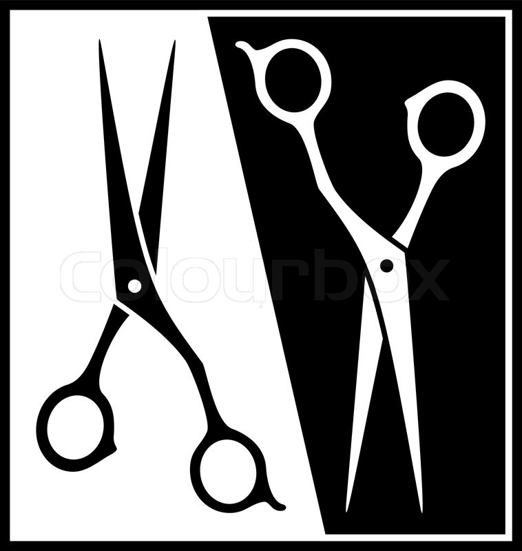 758x800 Set Scissors On Black And White Background Stock Vector Colourbox