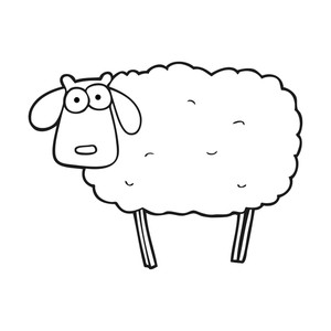 300x300 Freehand Drawn Black And White Cartoon Sheep Royalty Free Stock