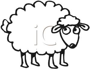 300x231 Black And White Cartoon Of A Cute Sheep