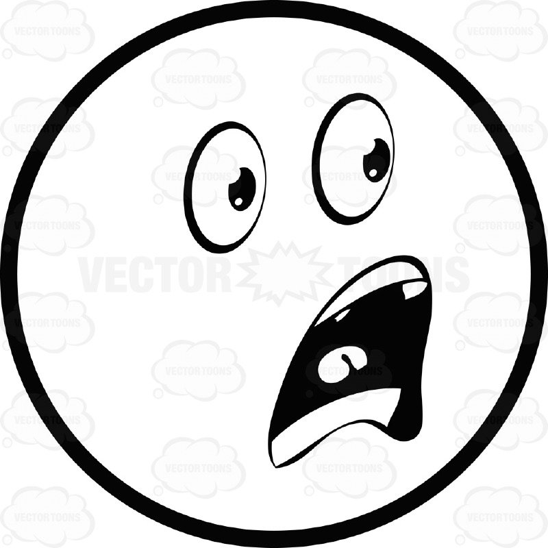800x800 Shocked, Frightened Large Eyed Black And White Smiley Face