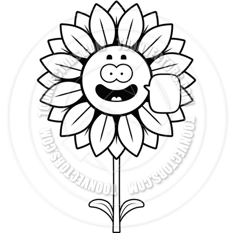 460x460 Talking Sunflower (Black And White Line Art) By Cory Thoman Toon