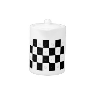 324x324 Black And White Checkered Teapots Zazzle