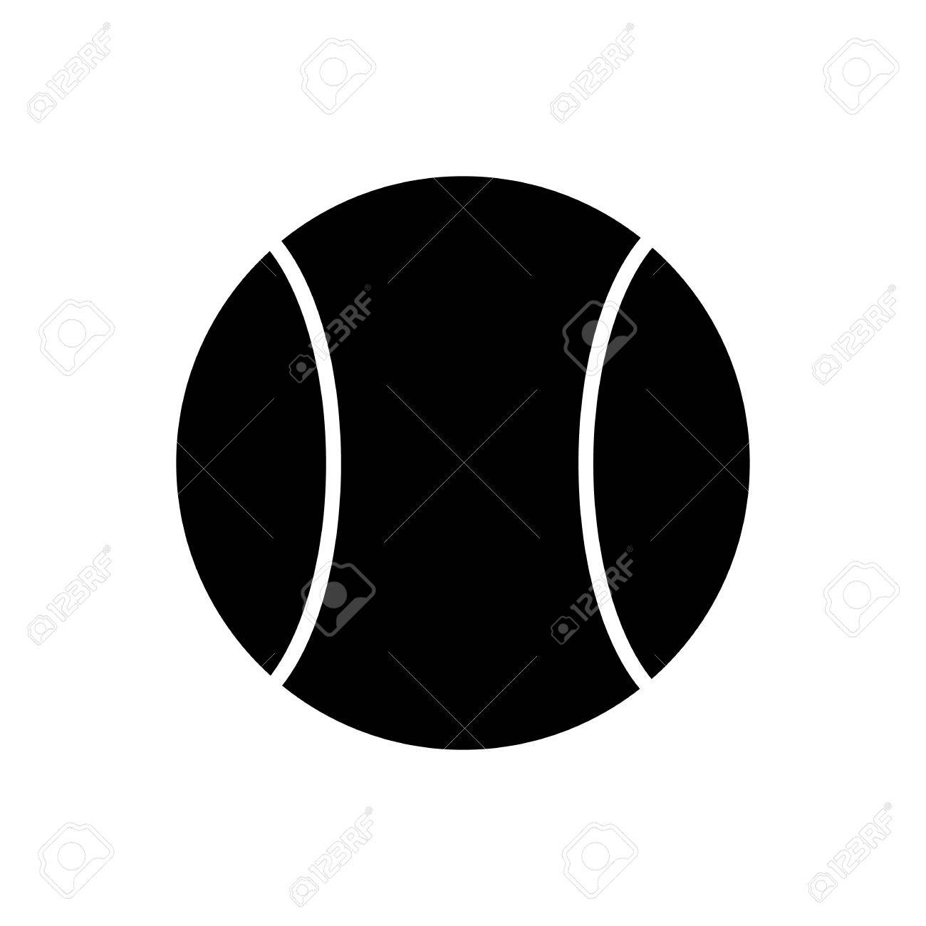 1300x1300 Black Tennis Ball Silhouette Isolated On White Background Stock