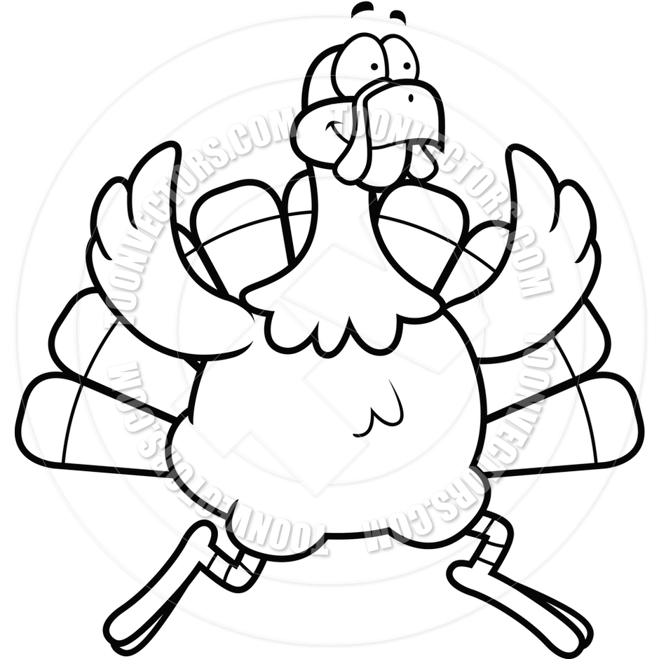 940x940 Turkey Running (Black And White Line Art) By Cory Thoman Toon