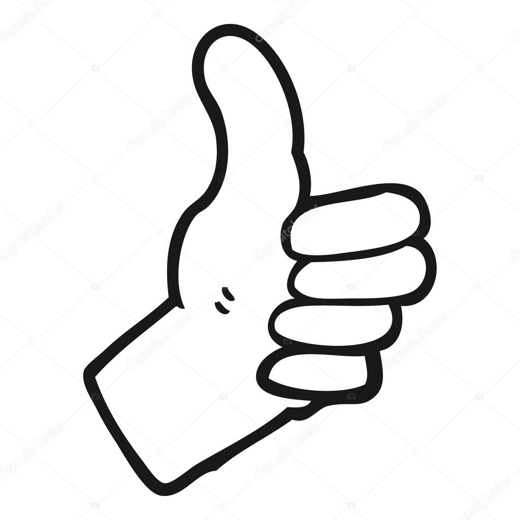 1024x1024 Black And White Cartoon Thumbs Up Sign Stock Vector